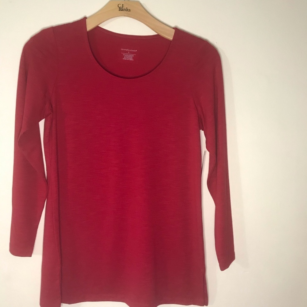 Christopher & Banks red long sleeve crew neck top